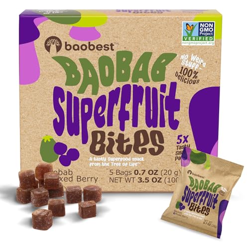 Baobest Superfruit Bites - Baobab Chews Mixed Berry Fruit Snack Pack - Vegan, Gluten Free, Preservative Free, Palm Oil Free, High Vitamin C Superfood Snack from The Tree of Life - 30 Servings