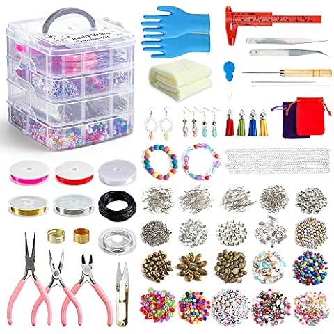 Jewelry Making Kit, 1960 pcs, Supplies Includes Beads, Instructions, Findings, Wire for Bracelet, Necklace, Earrings Making Kit for Adults by Inscraft Cover