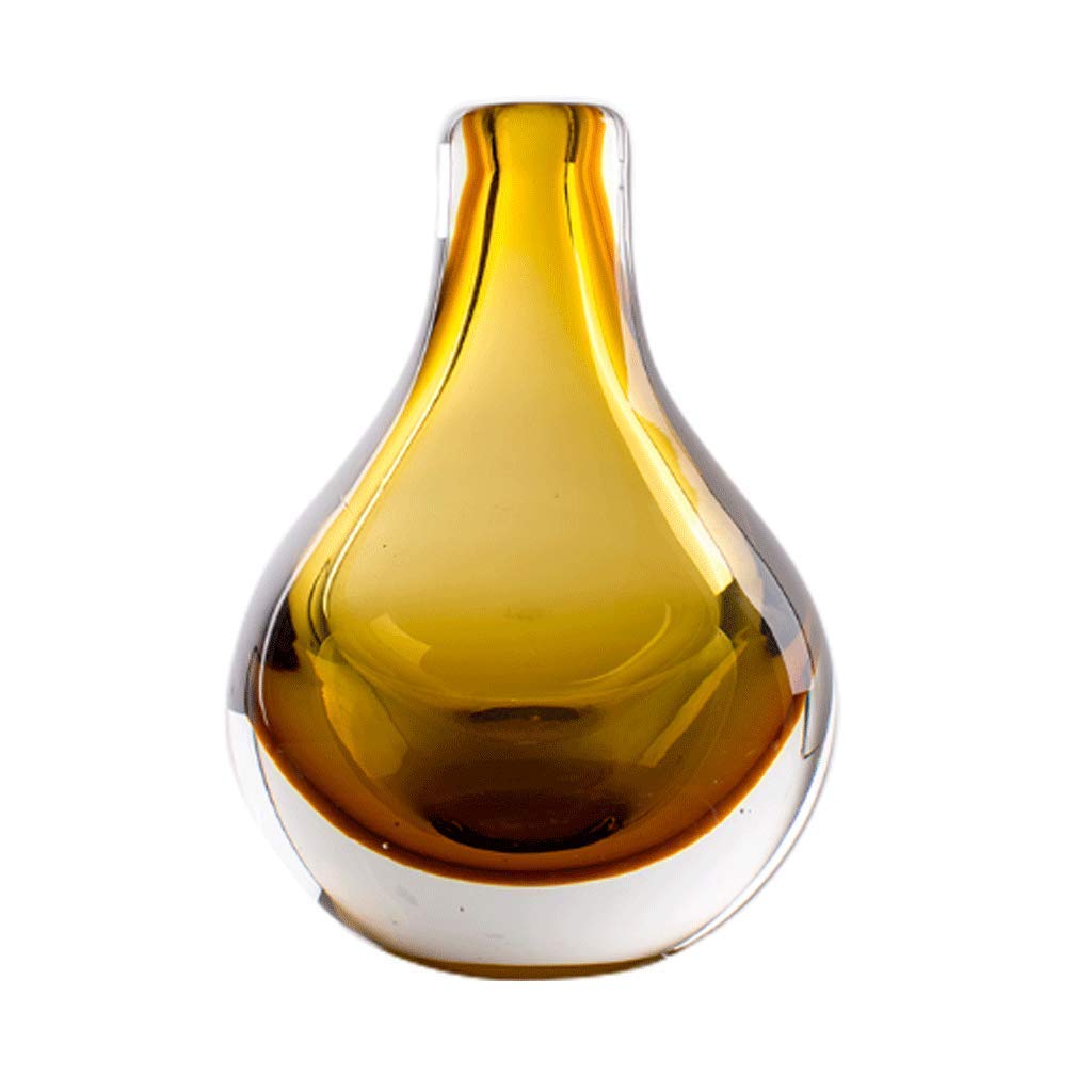 Vase en verre stable anti-basculement jaune transparent pour vos fleurs et plantes