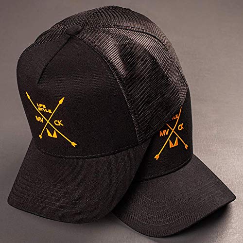 Boné Trucker Mvck Texas Preto e Amarelo Aba Curva