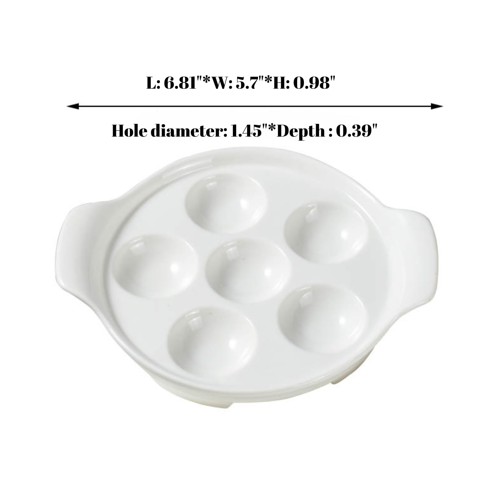 Escargot Lot de 4 plats de cuisson en céramique à 6 trous pour escargot de 16,5 cm pour la maison, la cuisine, le restaurant (avec pince et fourchette)