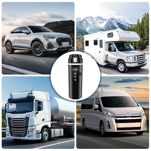 GOMETY Auto-Heizbecher: 1 Stück BPA-Frei Elektrisch Wasserkocher, Tragbar Für Auto, Für Reise Camping (Schwarz 500ml)