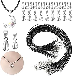 50 pcs Waxed Necklace Cord String with Clasp, 20 inch/2mm Black Cowhide Leather Necklace Rope for Charms Pendants, DIY Bracelet Necklace, Jewelry Making Supplies