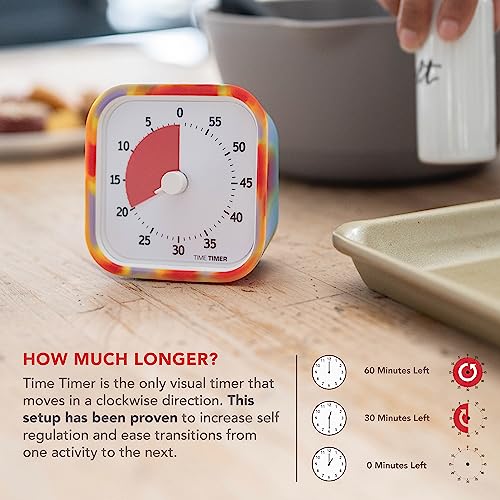 Time Timer Mod Tie Dye ⁠— Special Edition ⁠⁠— Visual Timer For Kids Classroom Learning, Elementary Teachers Desk Clock, Homeschool Study Tool And Office Meetings With Silent Operation (Tie Dye) #TOP2