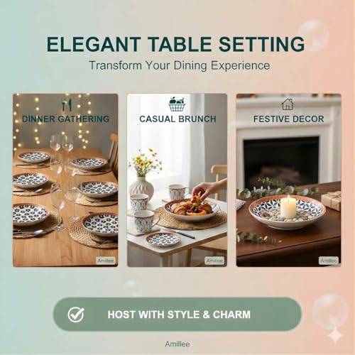 Image of Ceramic Dinner Plates Set of 2, 8 Inch Porcelain Salad Dessert Round Plates, Microwave, Oven and Dishwasher Safe, Kitchen Plates, Serving Dishes Plates (1 Plate 2 Bowl Big Flower Print, 1)