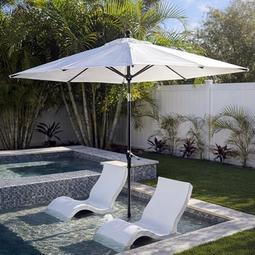 Image of PURPLE LEAF Patio Market Umbrella 6.5' x 6.5' Square Tilt White 8 Ribs Pool