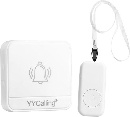 YYCALLING Buscapersonas para cuidadores 1 transmisor y 1 receptor Botones de llamada inalámbricos para monitoreo de ancianos, sistema de alerta SOS
