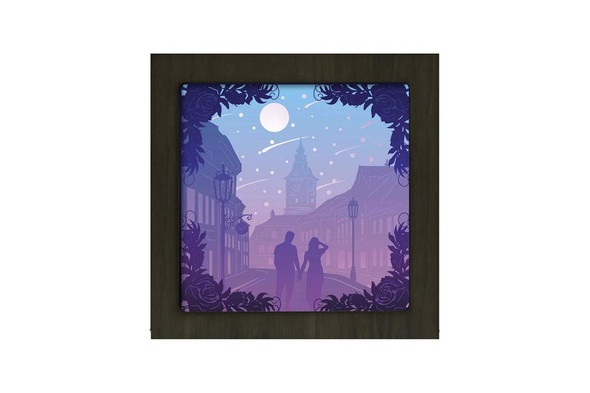 Night Lamps Handcrafted Couple in Paris Street -3D LED Night Lamp Illusion Acrylic Multicolour Wall Night Lightlamp(11H X 8W X 5.5D Inches)