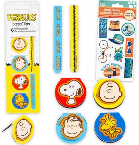 Peanuts Bookmark Set - Bundle with 6 Bookmark Page Clips Featuring Snoopy, Charlie Brown, More Plus Stickers | Peanuts School Supplies for Boys, Girls, Kids image 5