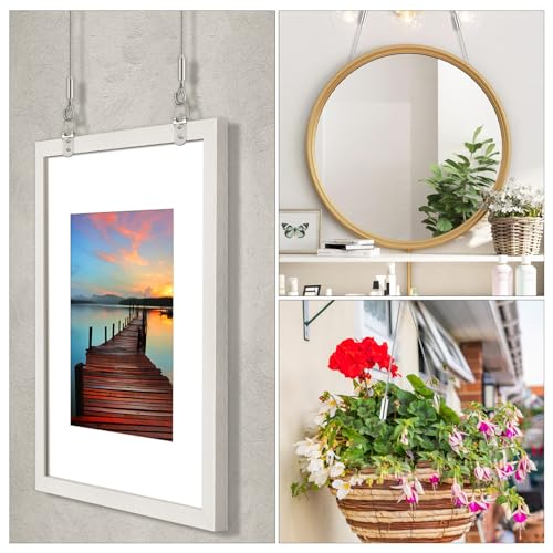Image of Housoutil 1set Hanging Wire Kit for Artwork and Mirrors Heavy-Duty Picture Hanging Hardware with End Hooks for Home and Gallery Displays