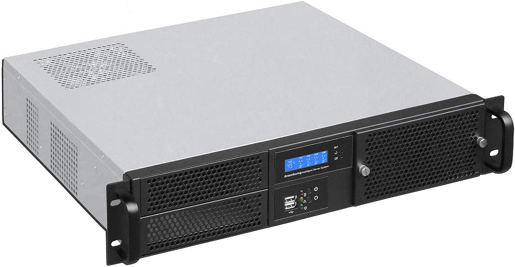 2U(Fan LCD)(2x5.25+2X 3.5)(Micro-ATX/Mini ITX)(14.96" Deep) Rackmount Chassi (NO Power Supply, No Rail,No System and Case Only) IPC-G2220S