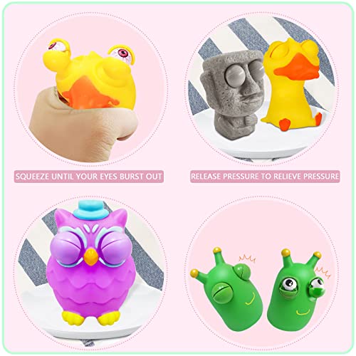 Squishy Squeeze 4 Stück - Popping Eyes Squeeze Toys, Stressbälle, Anti Stress Spielzeug für Erwachsene und Kinder