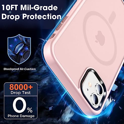 Image of MOCCA Strong Magnetic for iPhone 11 Case,[Compatible with Magsafe][Glass Screen Protector+Camera Lens Protector] Slim Thin Shockproof Cover Case for iPhone 11 6.1 inch, Pink
