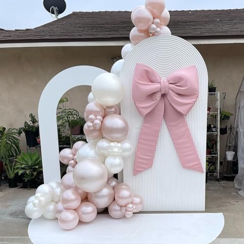 Image of 108Pcs Double Stuffed White Pearl Balloon Garland Arch Kit