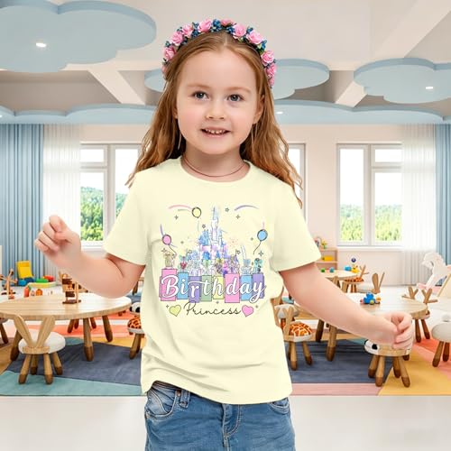 Image of Birthday Girl Shirt Kids Birthday Princess T-Shirt Toddler Girls Birthday Party Tee Cute Birthday Family Tee Tops