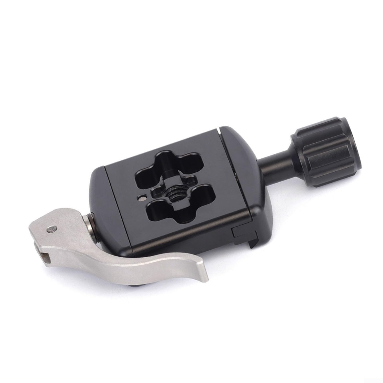 Abrazadera de cambio rápido para RRS de 50 mm, ajustable para arca para swiss, placa de sujeción de aleación de aluminio, placa base compacta de 8 x 8 x 4 cm, color negro, para trípode de viaje y