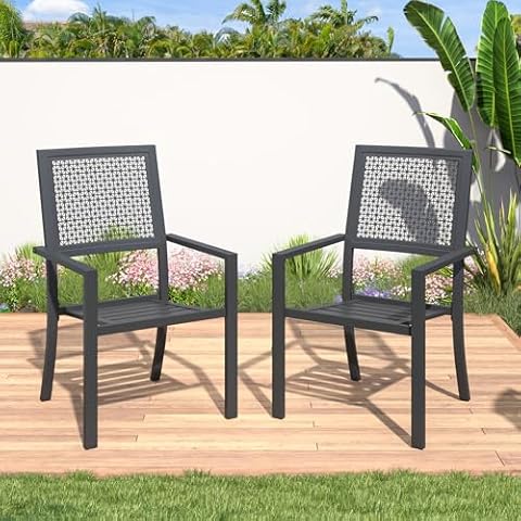 AECOJOY Outdoor Metal Patio Dining Chairs Set of 2 Cover