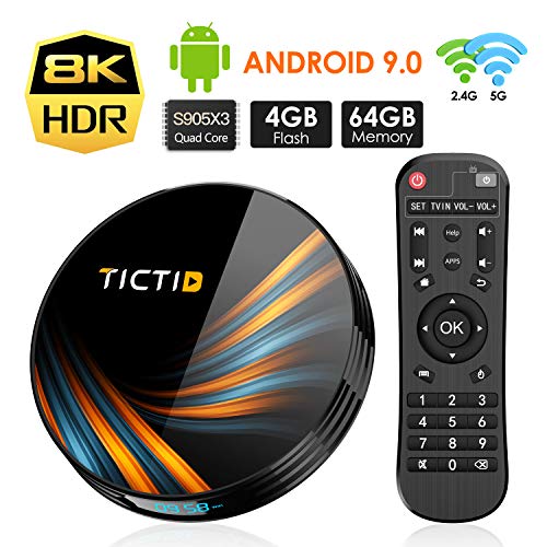 Android 9.0 TV Box 4GB RAM 64GB ROM, TICTID TX6 Plus Android TV