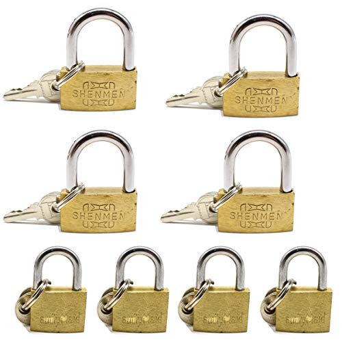 Preisvergleich Produktbild Osuter 8PCS Vorhängeschloss Messing Kleines Gepäckschlösser Schlüssel Tragbar Sicherheitsschloss für Schule Familie Schließfach Koffer Rucksack