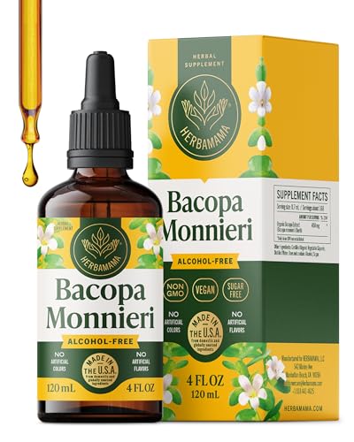 HERBAMAMA Bacopa Monnieri Supplement - Vegan Brain Focus and Clar...