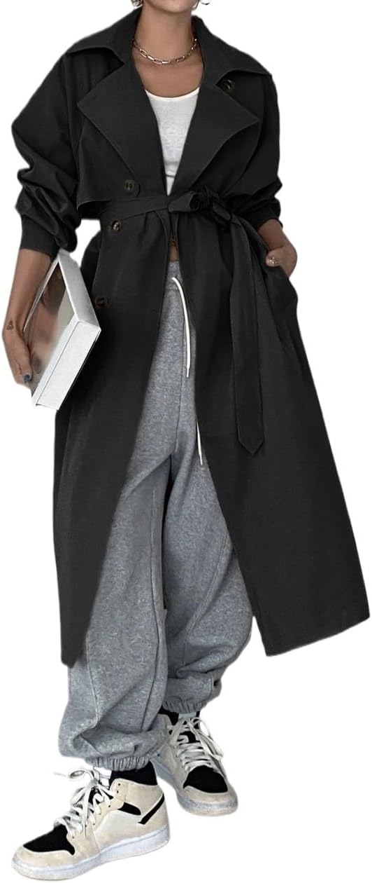 Women's Winter Fashion Raglan Sleeve Double Breasted Trench Coat Trench Coat