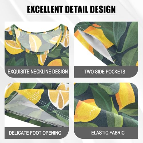 ALAZA Lemon Green Leaf Pajamas Short Sleeve 2 Piece Sleepwear Top and Bottom Pajama Set Unisex4