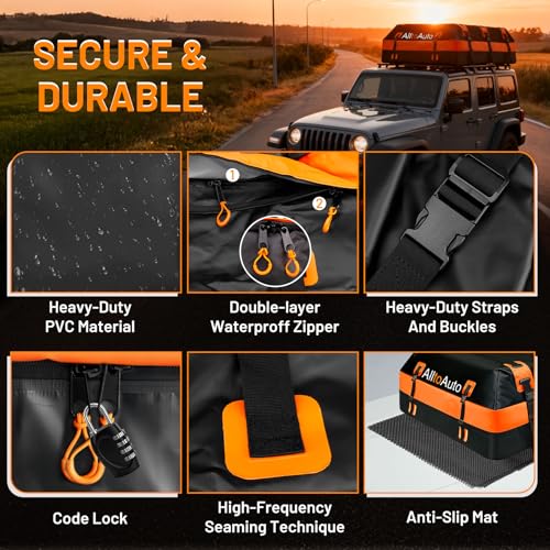 Image of Car Rooftop top Cargo Carrier 21 Cubic feet 100% Waterproof Heavy Duty PVC for All Cars with /Without Rack, Includes Anti-Slip Mat, 10 Reinforced Straps, 6 Door Hooks, Luggage Lock