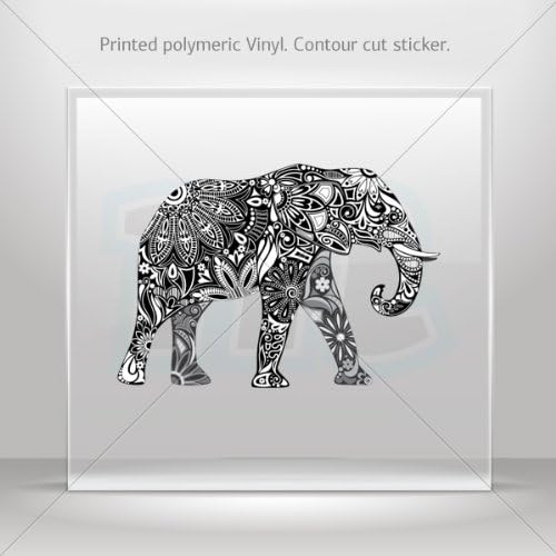 Decals Sticker Floral elephant car helmet window Boat jet-ski Garage door 6 X 4.2 Inches Vinyl color print 0600 XX3X7
