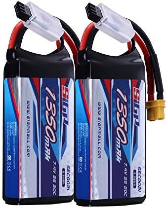 SIGP 7.4V 2S Lipo Battery 1050mAh 20C Soft Pack with JST Plug for RC ...