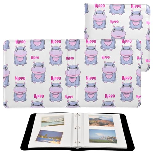 JUMBEAR Grande album fotografico autoadesivo con 20 pagine, album fai da te, per matrimoni, famiglia, bambini, vacanze, simpatico ippopotamo in stile cartone animato