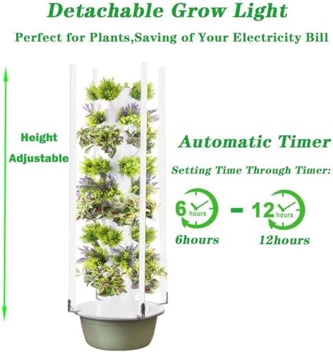 Indoor Hydroponic Tower System - Vertical Growing Garden with Germination Kit for Fresh Herbs, Fruits & Vegetables - Space-Saving Hydroponic Planter for Home Gardening