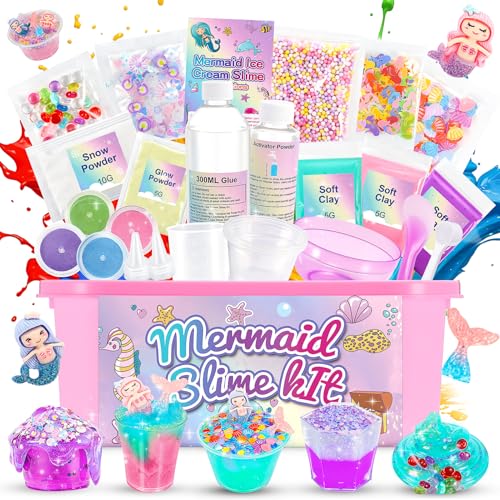 iKidiki Slime para meninas, presente menina 6 7 8 9 10 11 12 anos Slime kit brinquedos crianças 6-12 anos Slime para crianças presentes de Natal aniversário artesanato