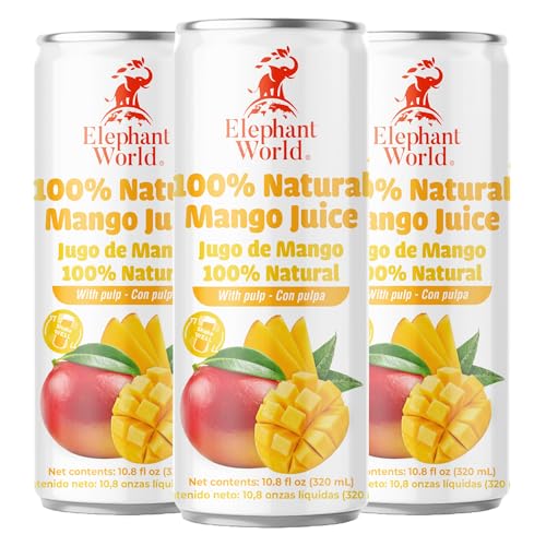 Image of Elephant World 100% Natural Mango Juice | NON GMO | 10.8 oz (Pack of 12), Mango