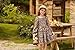 Girls Long Sleeve Dresses Brown Fall Winter Floral Ruffle Sequare Neck Smock Tie Fancy Fashion Dress Size 7-8