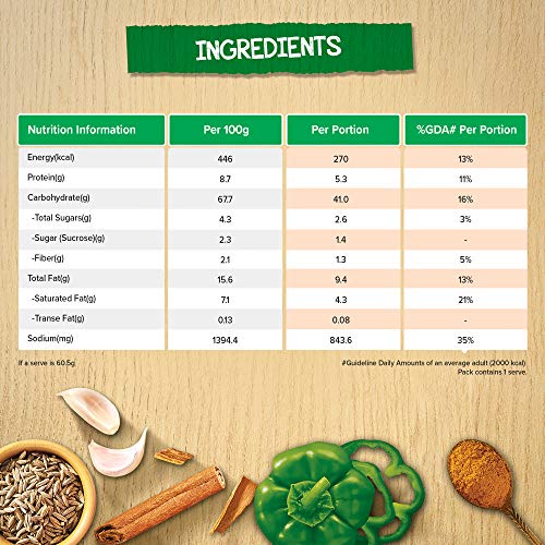 Image of Maggi 2-Minute Instant Noodles, Yummy Capsica Masala Pouch, 60.5g