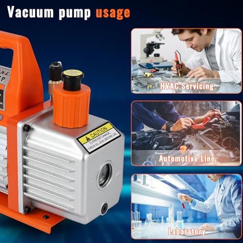 Bomba de vacío económica de una etapa, 120 V, 3,5 CFM, 1/4 HP, tipo de paleta rotativa, para aire acondicionado, refrigerante HVAC y herramientas neumáticas, compatible con R22, R134a y R410a miniatura 7