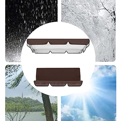 Outdoor Swing Canopy Cover, 2-Seater Canopy Swing Sets For Backyard, Replacement Swing Waterproof Top Cover Set For Patio/Lawn/Garden, Swing Canopy Cushion Sunscreen Uv Protection (No Steel Frame) #TOP1