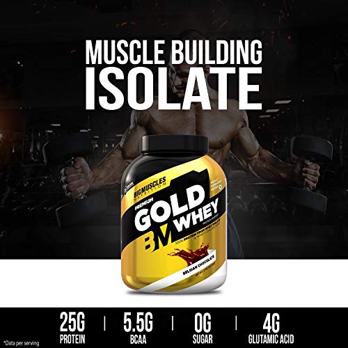 Image of Bigmuscles Nutrition Premium Gold Whey 2kg [Belgian Chocolate] with Free T-Shirt and Bigmuscles Nutrition Premium Gold Whey 1Kg [Vanilla Creme]