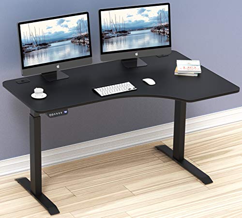 Shw 55-Inch Large Electric Height Adjustable L-Shaped Standing Desk With Right Facing Corner, Black #TOP3