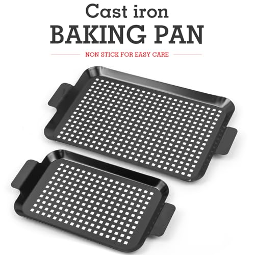 Grill Tray Set Of 2 Outdoor Grill Pans Tray Grill Pans with Hole Nonstick Barbecue Grilling Baskets for Outdoor Camping Vegetable Meat (2 grill pan) by minyuexia - Image 8