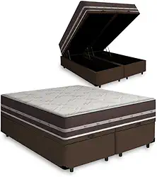 Cama Box Com Baú Queen + Colchão De Molas - Anjos - Classic Superlastic 158cm