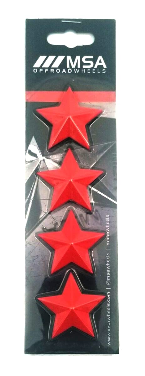 Set of 4 MSA Red Stars (Fits All MSA Wheel Caps Except M16)