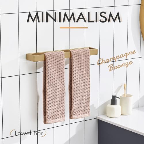 Image of KOKOSIRI Towel Holder 12-Inch Hand Towel Bar Wall Mount Kitchen Rack Champagne Bronze Stainless Steel for Bathroom Hardware, 1 Pack B4008CPG-L12