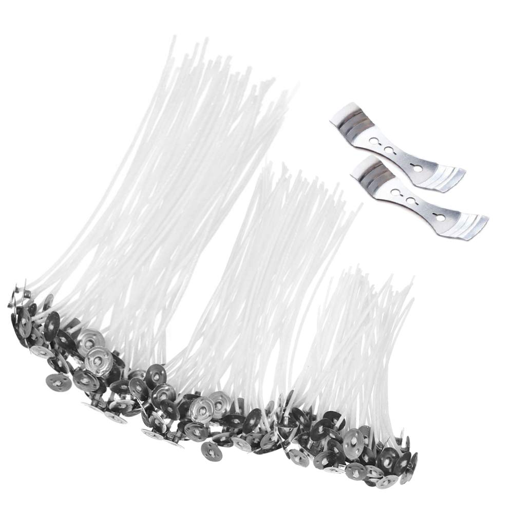 Candle Wicks, 150 Pcs Pre-Waxed Wicks with 2 Pcs Wicks Holder for Candle Making Kit, 9 cm, 15 cm and 20 cm Long