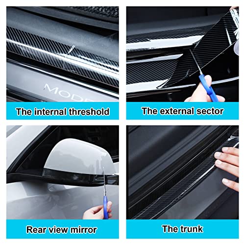 Tallew 3 Rolls 67 Ft Car Edge Door Guards Sill Protector 5D Carbon Fiber Vinyl Wrap Automotive Vehicle Anti Collision Film Fits (Black, 2 In X 17, 1.2 X, 2.7 X 33 Ft) #TOP5