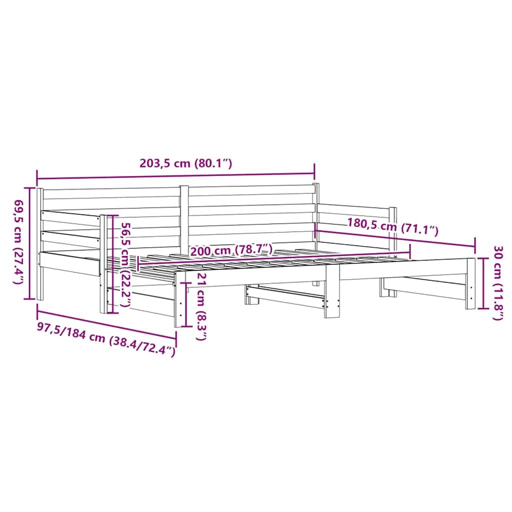 vidaXL Divano Letto con Letto Estraibile 90x200cm Legno Massello Pino
