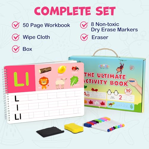 BenBen Preschool Learning Activities, 52 Pages, Tracing Books for Kids Ages 3-5, Kindergarten Workbooks, Toddler Writing Practice, Pre K Busy Book Educational Toys, Autism Learning Materials - Image 10
