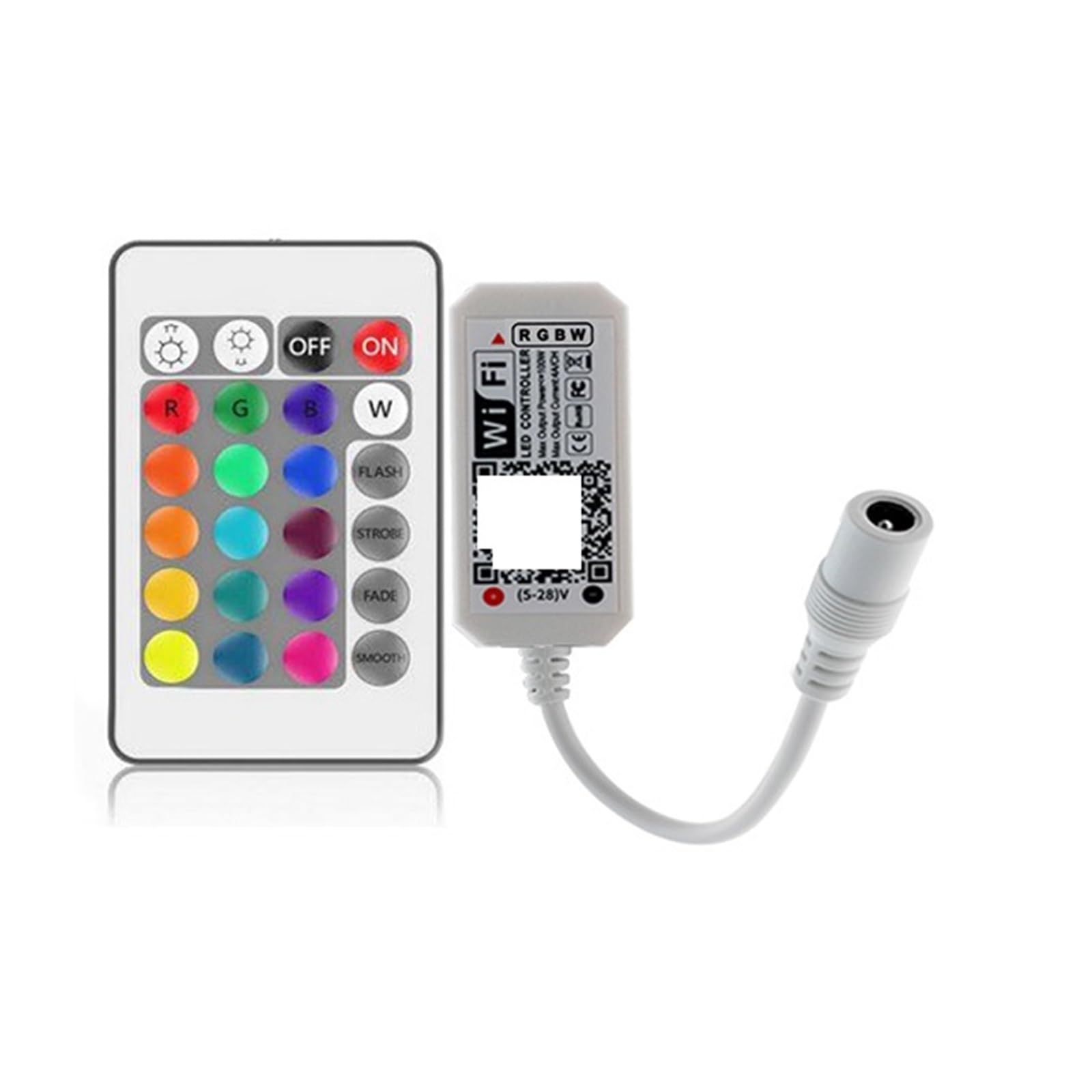 Controller RF for Strisce Luminose LED RGB WiFi con Controllo App for Smartphone vocale remoto a 24 Tasti, Adatto for Strisce Luminose LED RGB DC5V-24V 5050 RGBW (Color : WiFi RGBW with 24Key)