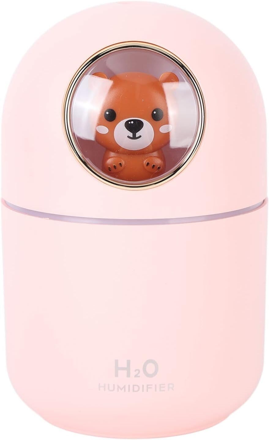 Humidificateur USB 300ml avec diffuseur aromathérapie et arrêt automatique ours rose