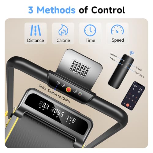 YPOO Walking Pad with Incline 3 in 1 Folding Treadmills for Home Foldable 3 Level Incline, Portable Walking Pad Foldable 300 Lbs Capacity, Quiet Under Desk Treadmill with Remote Control & APP - Image 8